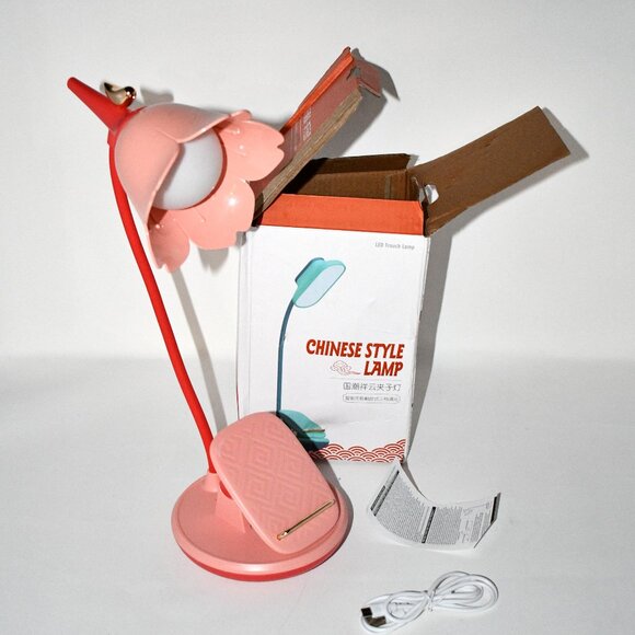 Pink Desk Lamp with Clamp – Rechargeable LED, Adjustable Gooseneck, Dimmable, NW - Picture 1 of 5